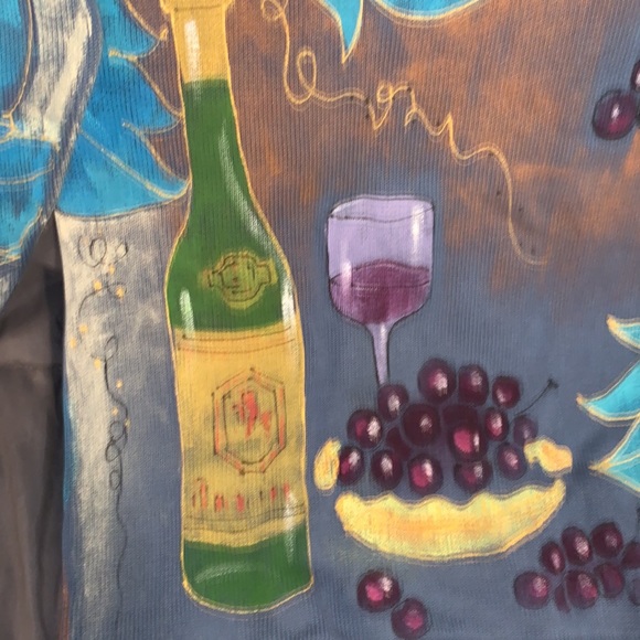 Vintage Marguerita Hand Painted wine glass V-Neck Sweater Napa valley - Picture 2 of 4